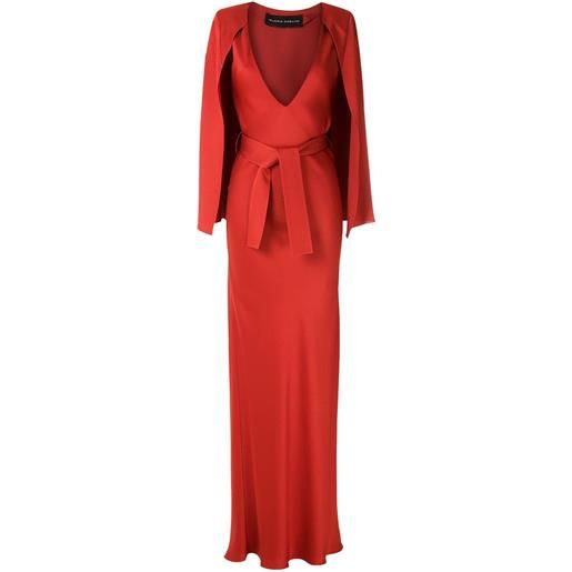 Gloria Coelho abito lungo con mantella - rosso