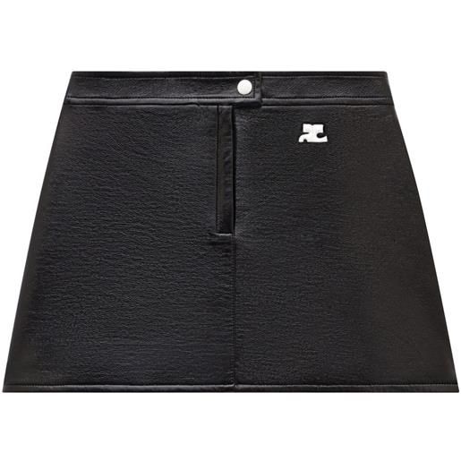 Courrèges minigonna re-edition con applicazione logo - nero