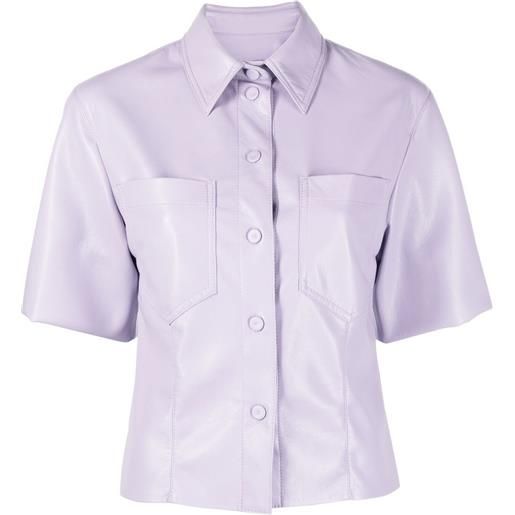 Nanushka camicia sabine a maniche corte - viola