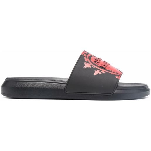 Alexander McQueen sandali slides goffrati - nero