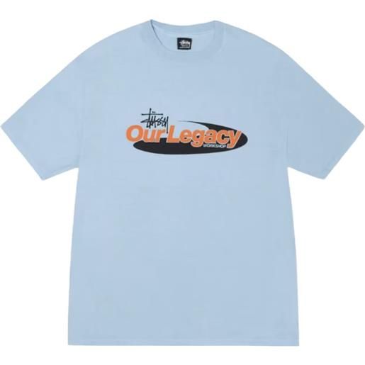 Stüssy x our legacy t-shirt work shop swirl - blu