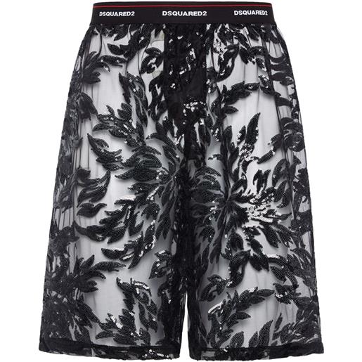 DSQUARED2 shorts con paillettes - nero
