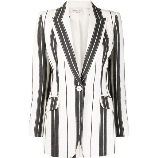 Alexander McQueen blazer monopetto a righe - bianco