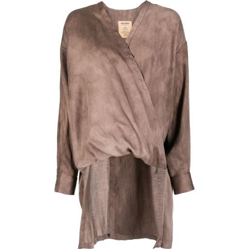 Uma Wang blusa asimmetrica con scollo a v - marrone