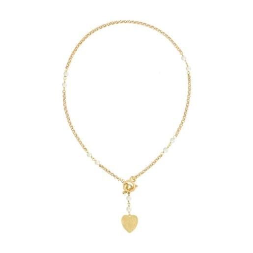 IN LEBOLE Collana Donna The Circle Special Fiore Rubino - Ottone Oro, Pietre Naturali, Made In Italy (Lunghezza 85 Cm)