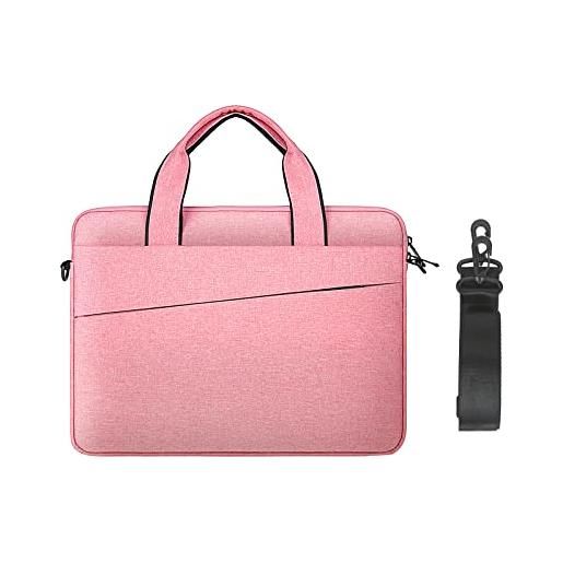 Jooeer 15,6 pollici borsa laptop sleeve per 15,6 pollici laptop chromebook computer, borsa borsa portatile protettiva in poliestere portatile custodia a tracolla per laptop con maniglia, rosa