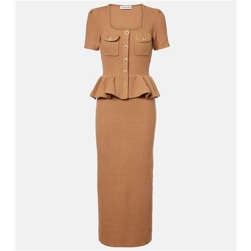 Self-Portrait abito midi in maglia con peplum