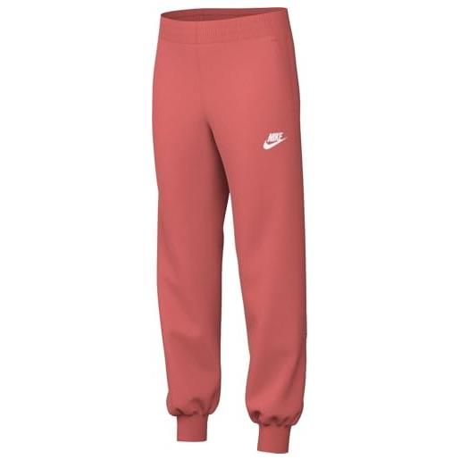 Nike pantaloni aderenti a vita alta sportswear club fleece - ragazza, magic ember/magic ember/white, fd2921-814, xl