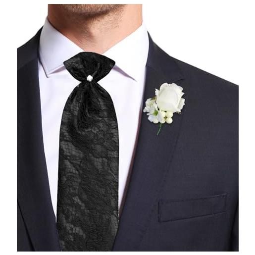 Remo Sartori - cravatta plastron da cerimonia sposo in seta tinta unita, made in italy, uomo (nero)