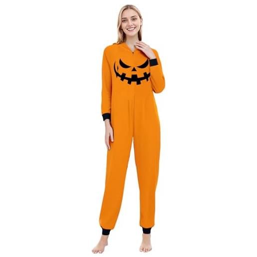Tinarying pigiama per famiglie di halloween tuta unisex con cappuccio e zip divertente stampa zucca fantasma costume di halloween per bambini adulti e animali domestici abbigliamento comodo per feste e casa
