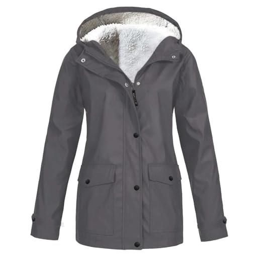 DUHGBNE impermeabile giacca donna giacca donna autunno impermeabili lunghi da con cappuccio leggera caldo maniche lunghe jacket parka impermeabile giacche da invernali