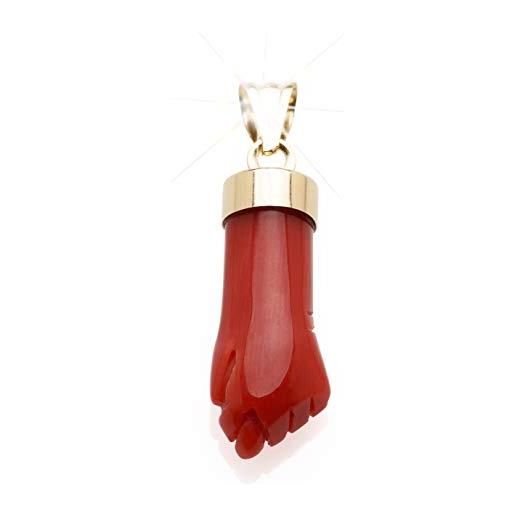 Ciondolo di Corallo rosso in Argento 925 a portafortuna con catenina e