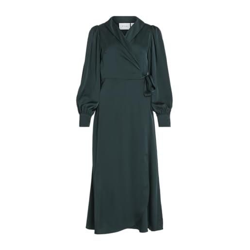 Vila vienna ravenna l/s - caviglia wrap dress-noos, scarab. , 46