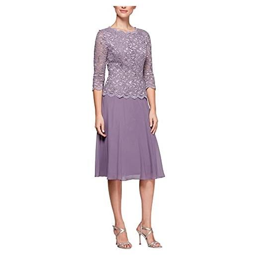 Alex Evenings women's sequin lace mock dress (petite and regular), short icy orchid, 14