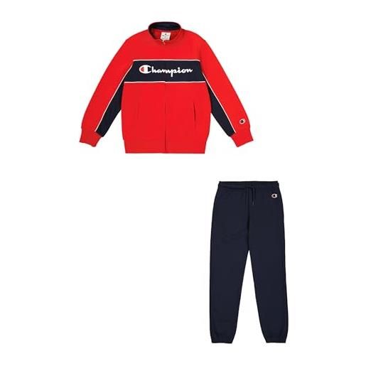 Champion legacy boy-icons full zip hooded sweatsuit tuta da allenamento, rosso (rs069), 15-16 anni bambino