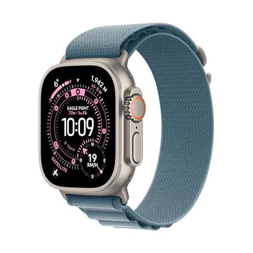 Apple watch ultra 3 gps + cellular, cassa 49 mm in titanio naturale con alpine loop blu chiaro - large