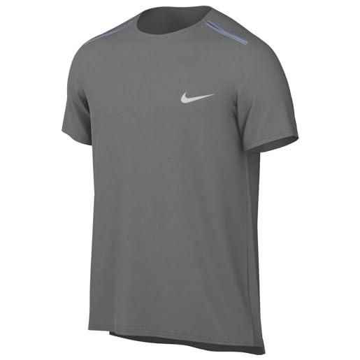 Nike maglia da running a manica corta dri-fit miler - uomo, smoke grey/reflective silv, aj7565-085, m