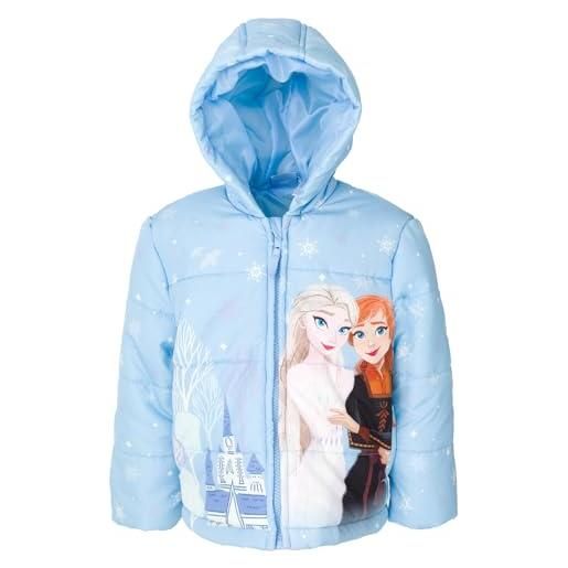 Disney frozen - piumino da bambina con cerniera, motivo: olaf elsa e principessa anna, blu, anna / elsa, 3 anni