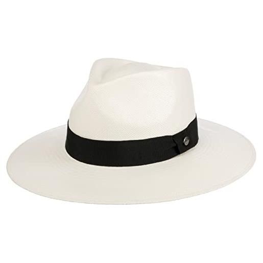 LIERYS cappello panama montagon donna/uomo - made in ecuador paglia da sole con nastro grosgrain, grosgrain estate primavera/estate - m (57-58 cm) bianco