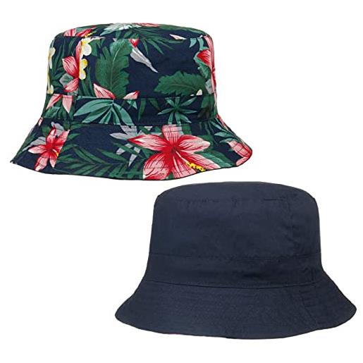 LIPODO cappello reversibile flower bucket donna - da sole estivo giardiniere con fodera primavera/estate estate - s (55-56 cm) blu scuro