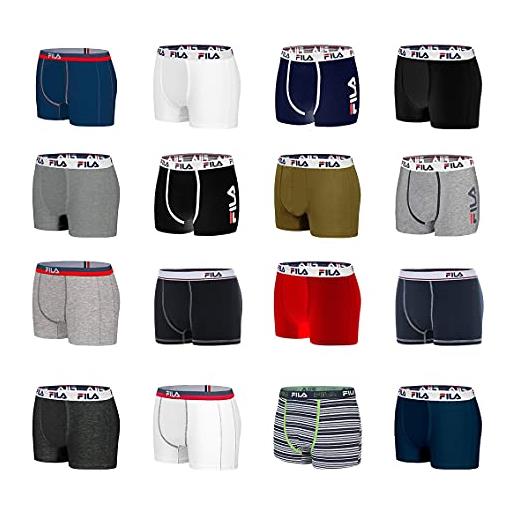 FILA confezione da 6 boxer da uomo, in cotone, modello casuale, con supporto antiscivolo, elastico e durevole