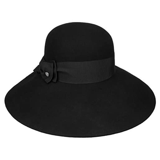 LIERYS cappello da donna florence - made in italy feltro di lana a tesa larga con nastro grosgrain inverno autunno/inverno - taglia unica nero