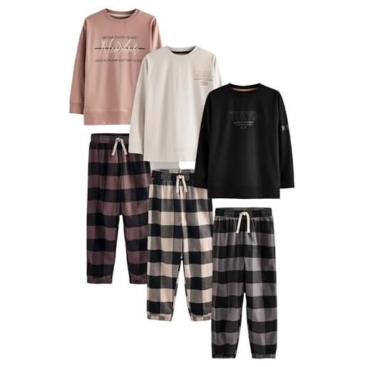 Next ragazzo confezione da 3 pigiami in tessuto a quadri neutral/black 16 anni