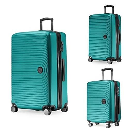 Hauptstadtkoffer mitte - set of 3 suitcases - hand luggage suitcase 55 cm, medium suitcase 68 cm + large travel suitcase 77 cm, hard shell abs, tsa - turchese
