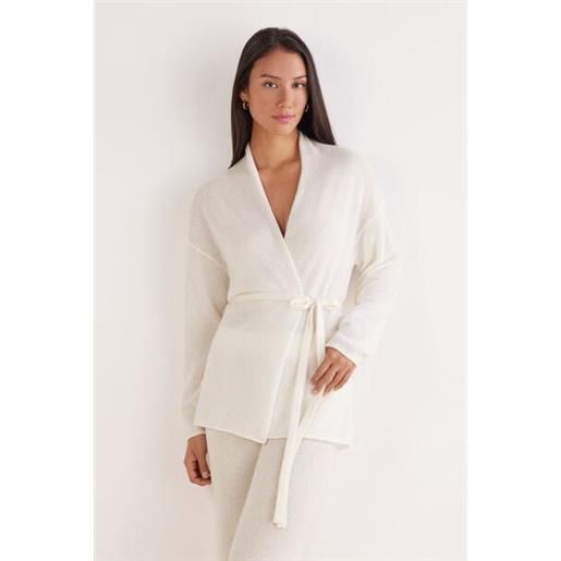 Intimissimi cardigan con cintura 100% cashmere avorio