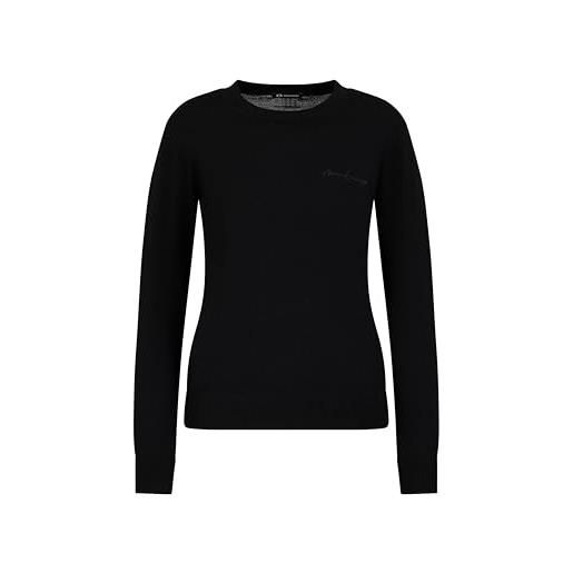 Armani Exchange maglione in lana merino con logo script felpa, nero, m donna