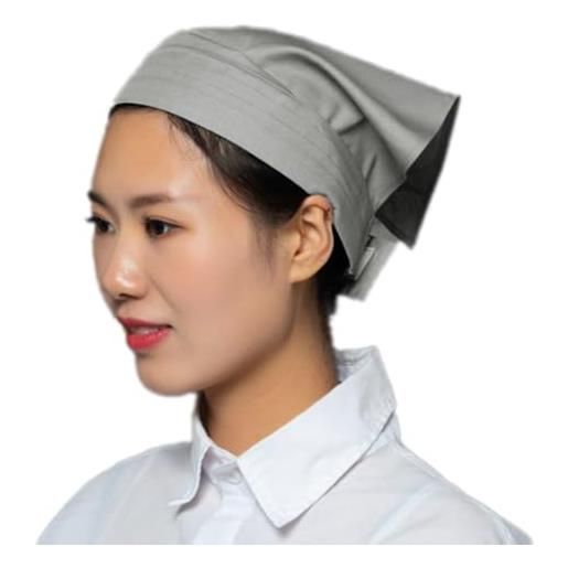 Wambere 1 bandana triangolare per capelli, fascia triangolare, fascia per capelli, fascia per capelli, fascia per capelli, copricapo per uomo, donna, per cameriere, cucina, sala da pranzo, grigio