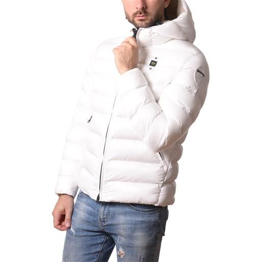 Blauer giubbino da uomo adams idrorepellente in nylon micro-rip bianco ottico interno beige
