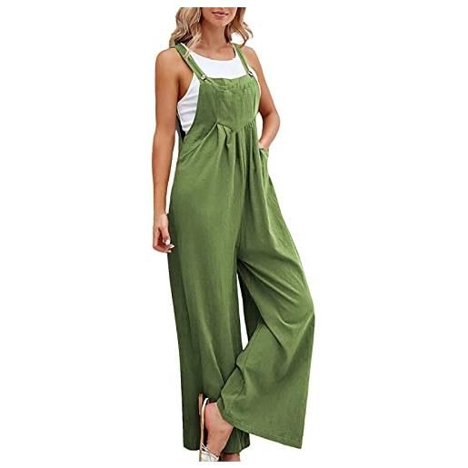 Fulidngzg salopette premaman, senza maniche curvy jumpsuit gamba larga monospalla sportiva tuta intera taglie forti elegante tutina comode lunga tuta inter morbida casual