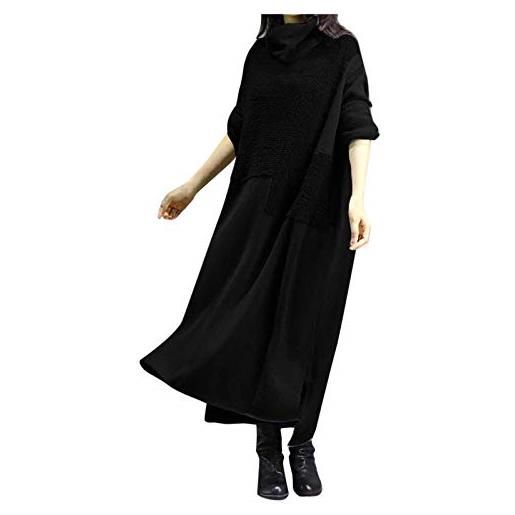 TDEOK abito a maglia da donna, invernale, lungo, a collo alto, a maniche lunghe, caldo, elegante, vintage, a collo alto, in cotone, oversize, elegante, casual, maglione, grigio. , xxxxxl
