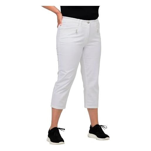 Ulla Popken hose mony, wadenlang, zipptaschen, stretch pantaloni, kitt, 47w / 32l donna