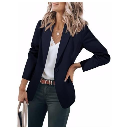 Cicy Bell blazer casual da donna, aperto sul davanti, a maniche lunghe, da lavoro o da ufficio, marina militare, m