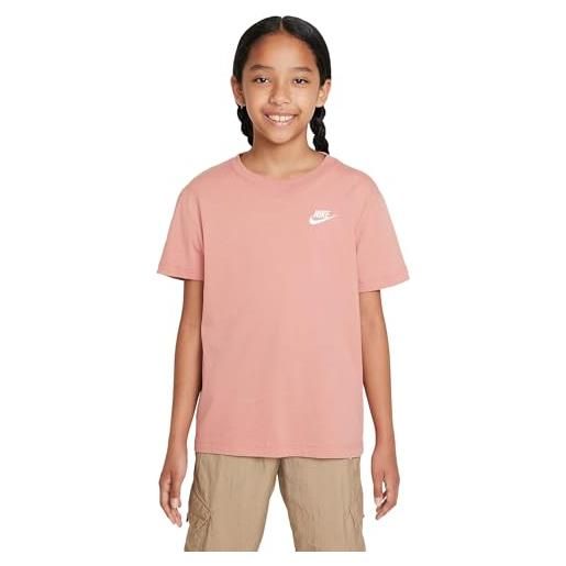 Nike fd0927-618 g nsw tee club ss boy t-shirt bambina red stardust taglia m