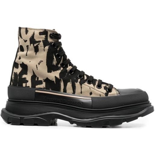 Alexander McQueen stivali con stampa grafica - marrone