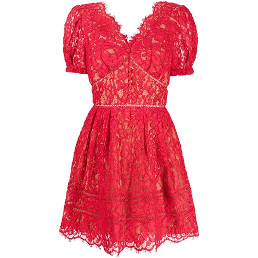 Self-Portrait abito corto con ricamo - rosso