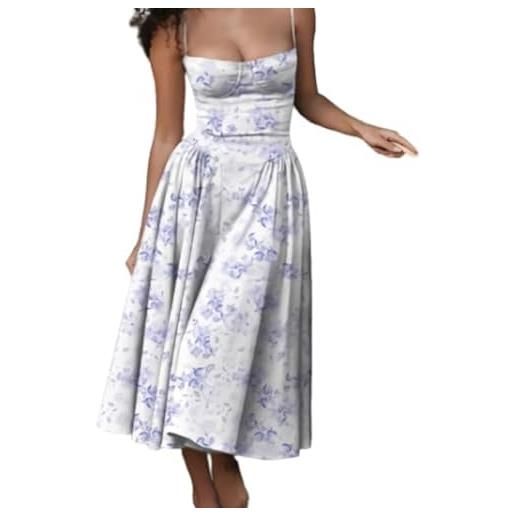 MJLOMJ abito con spalle scoperte, abito a corsetto da donna, senza maniche, con spalle scoperte, abito a trapezio con orlo plissettato, verde, m