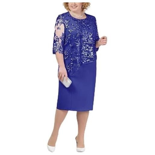 PETSTIBLE unico plus size abito da donna in pizzo cavo con elegante scollo rotondo per abiti alla moda (xl blu)