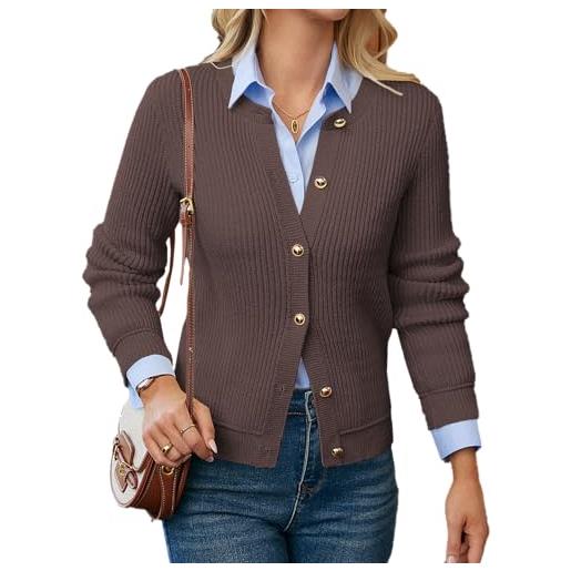 GRACE KARIN cardigan da donna a maniche lunghe con scollo rotondo, elegante, formel, lavorato a maglia, elegante, formale, formale, verde, l