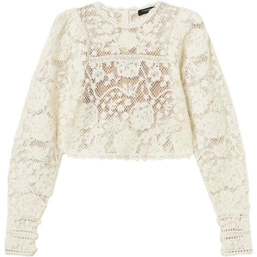 TWINSET maglione lavorato all'uncinetto - bianco