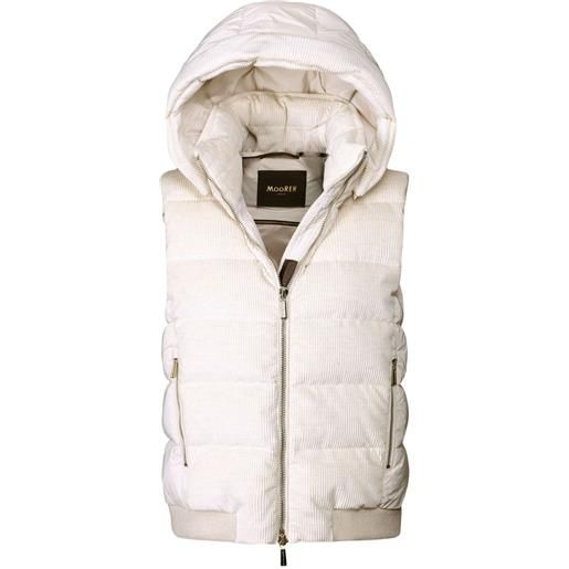 Moorer gilet a coste layre-lvo con cappuccio - toni neutri