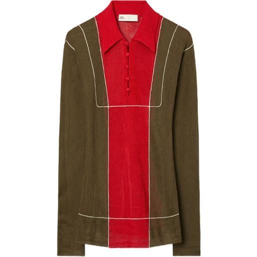 Tory Burch polo con design color-block - verde