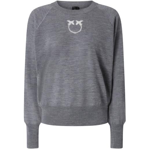Pinko maglia donna logo love birds in trasparenza grigio xs