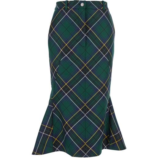 Alexander McQueen gonna midi tartan - verde
