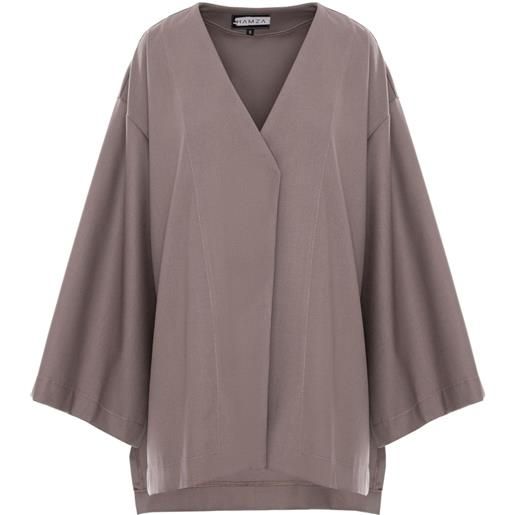 HAMZA giacca kimi con scollo a v - marrone