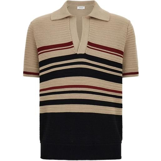 Ferragamo polo in cotone con ricamo logo - toni neutri