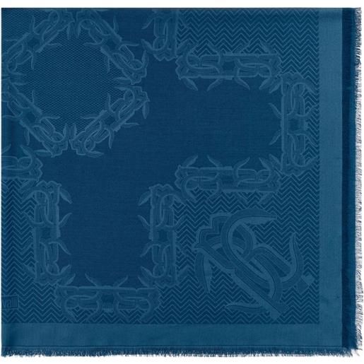 Roberto Cavalli sciarpa mirror snake con monogramma - blu